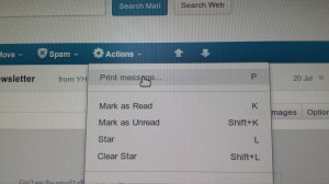 BT Yahoo how to print an email